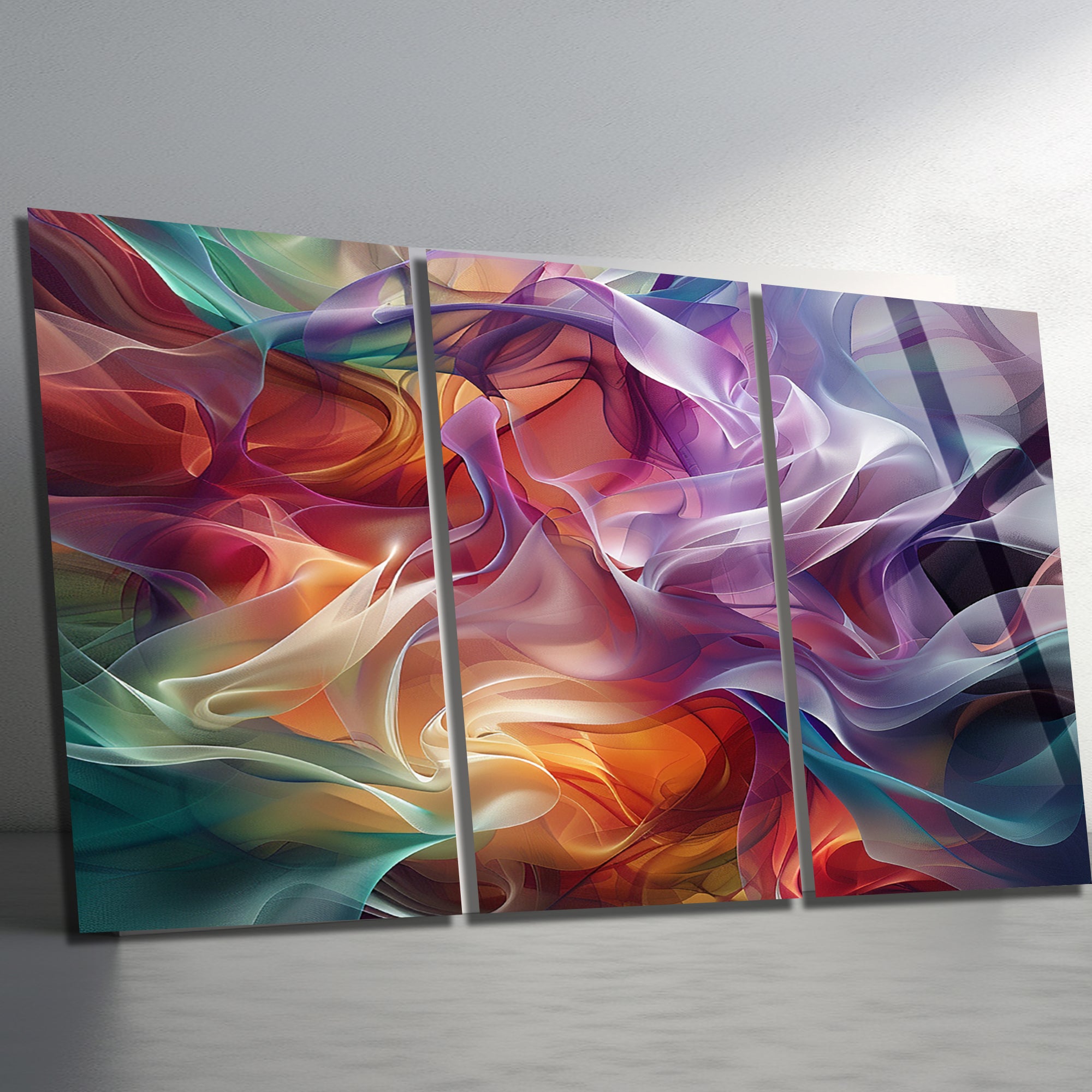 3 Parçalı Temperli Cam Duvar Tablosu Soyut