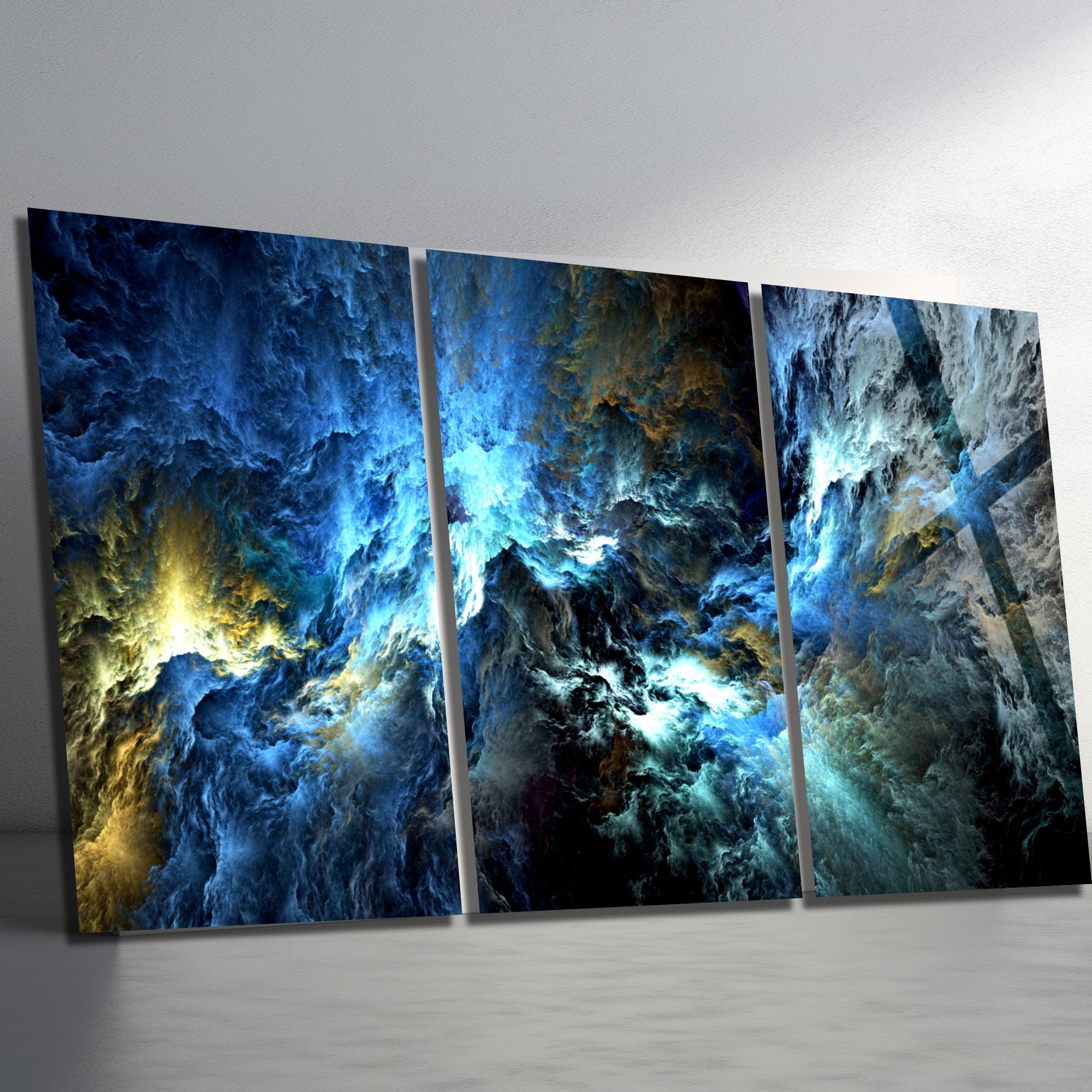 3 Parçalı Temperli Cam Duvar Tablosu Soyut