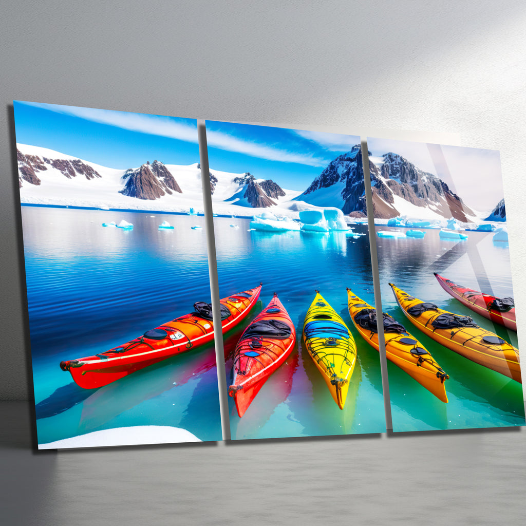 3 Parçalı Temperli Cam Duvar Tablosu Renkli Kanolar