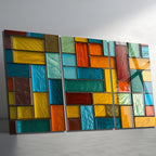 3 Parçalı Temperli Cam Duvar Tablosu Renkli Karolar