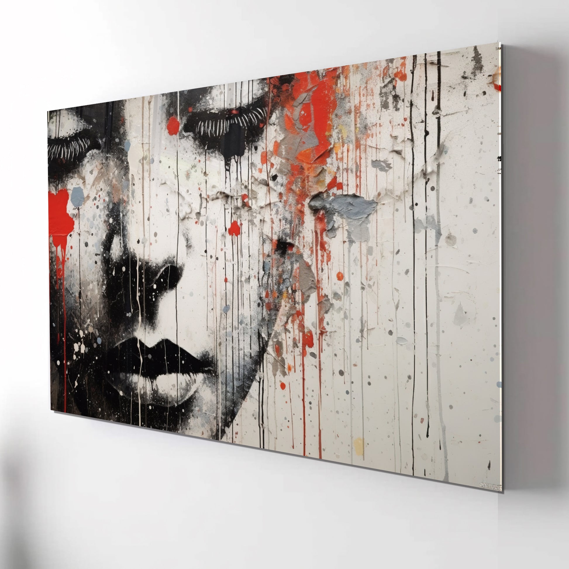 Urban Girl Face Banksy Style Glass Wall Art, Stained Glass Wall Art, Landscape Glass Panel