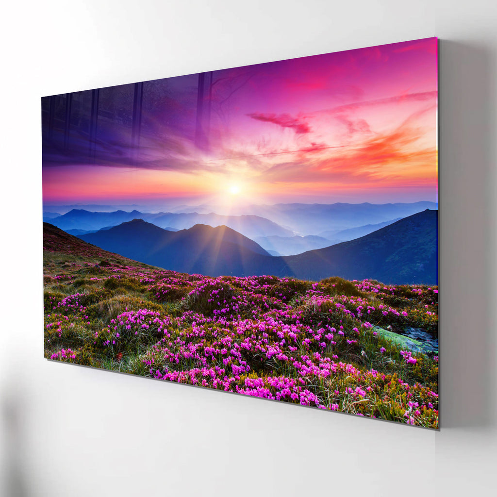 Dramatic Sunset Glass Wall Art – Tempered Glass Landscape Print, Large Framed or Frameless Wall Decor, Stained Glass Wall Art, Landscape Glass Panel (Copy)