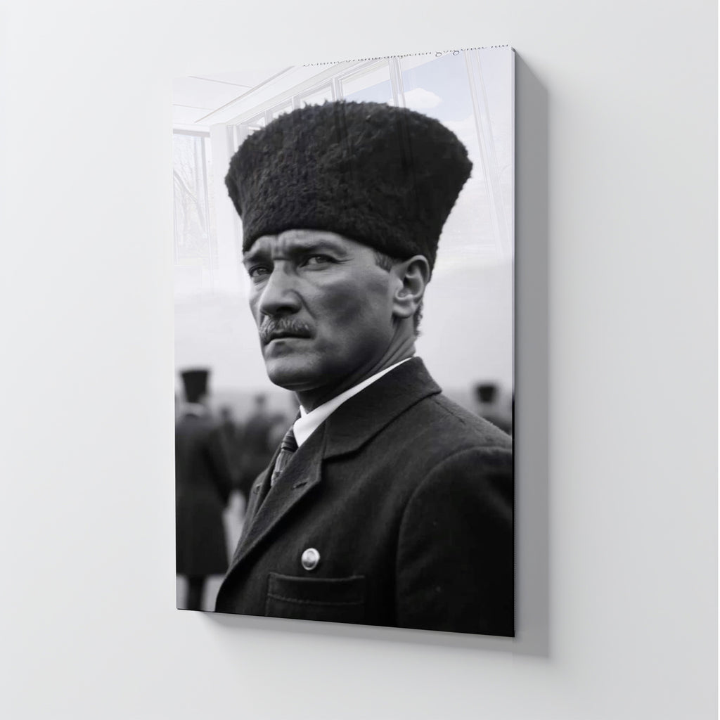 Atatürk Temalı Temperli Cam Duvar Tablosu – Premium UV Baskı, Modern & Şık Dekor