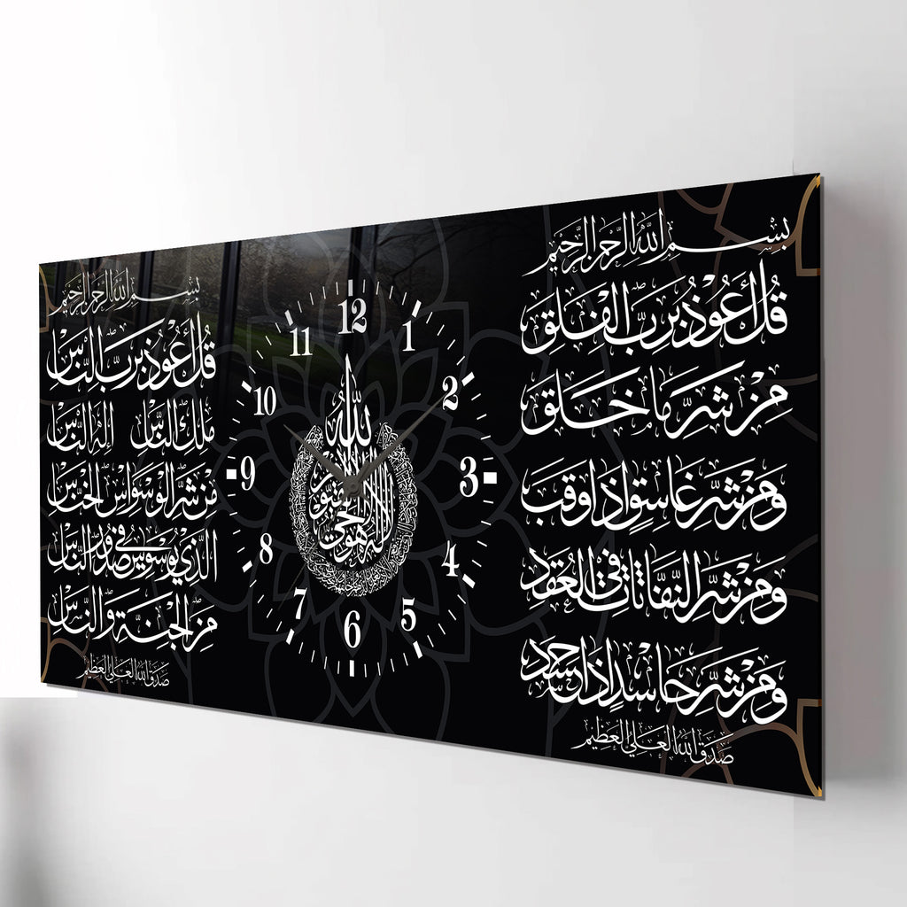 World Map Themed Tempered Glass Wall Clock – Modern Design with Gold Details, Large Wall Decor