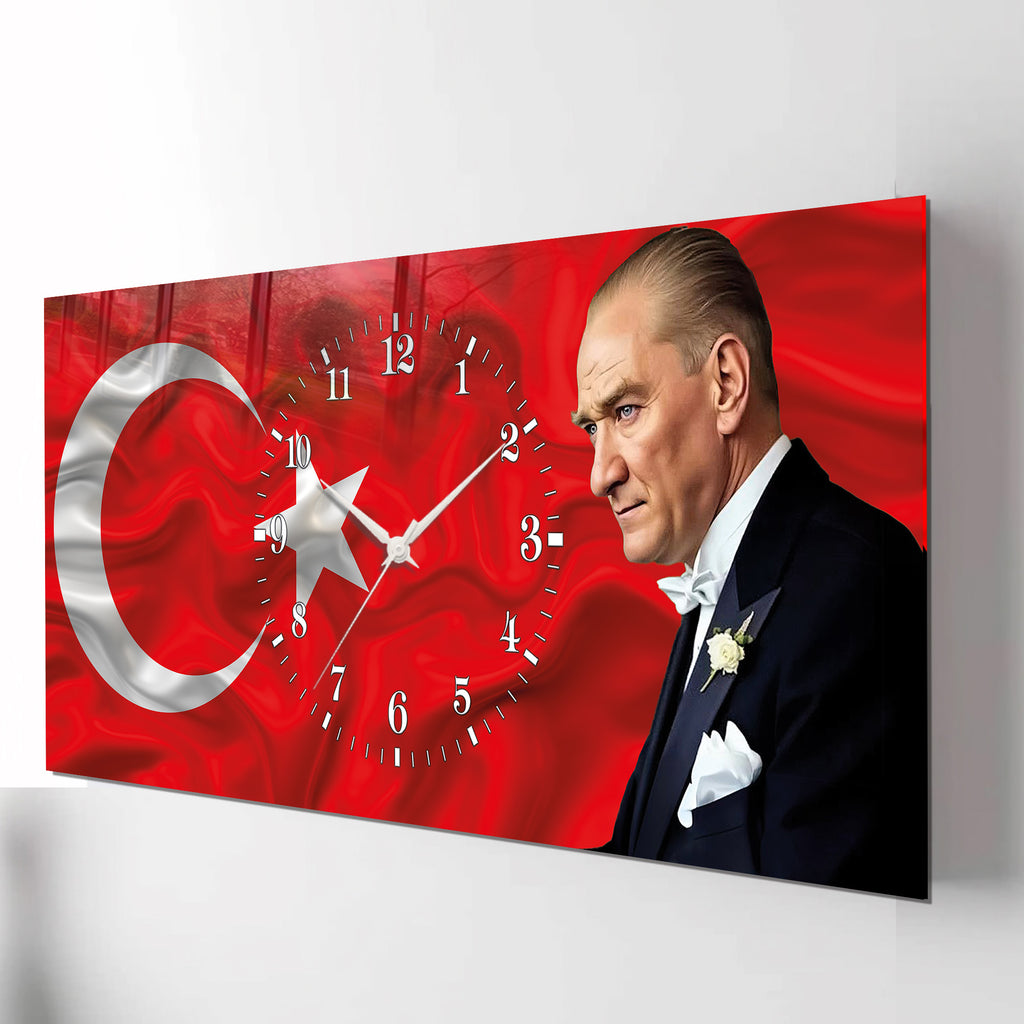 World Map Themed Tempered Glass Wall Clock – Modern Design with Gold Details, Large Wall Decor