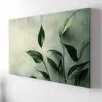 Temperli Cam Duvar Tablosu – Yeşil yapraklar Dekoru