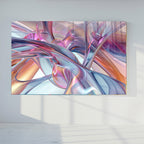 Renkli Metalik Soyut Temperlenmiş Cam Tablo, Modern 3D Duvar Dekoru, Şık ve Lüks Cam Sanat Eseri