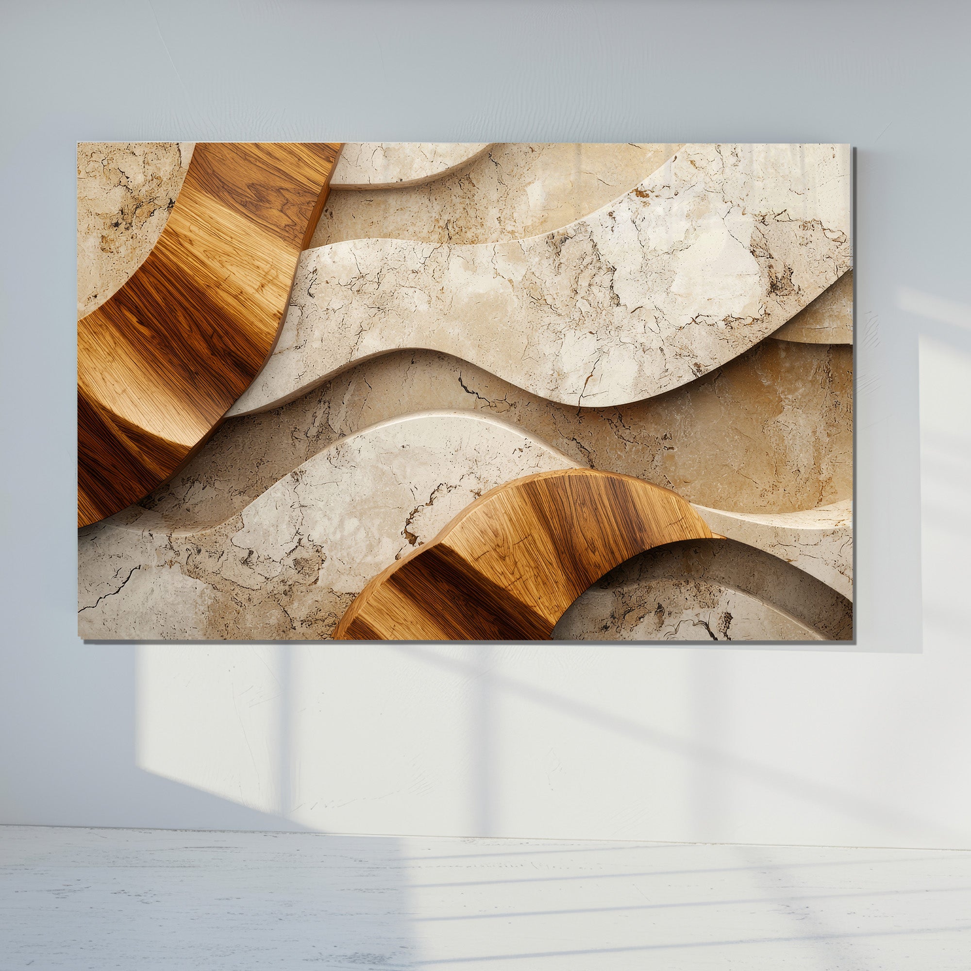 Silver Metallic Abstract Tempered Glass Painting, Modern 3D Wall Decor, Stylish and Luxury Glass Artwork