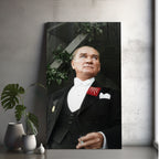 Atatürk Temalı Temperli Cam Duvar Tablosu – Premium UV Baskı, Modern & Şık Dekor