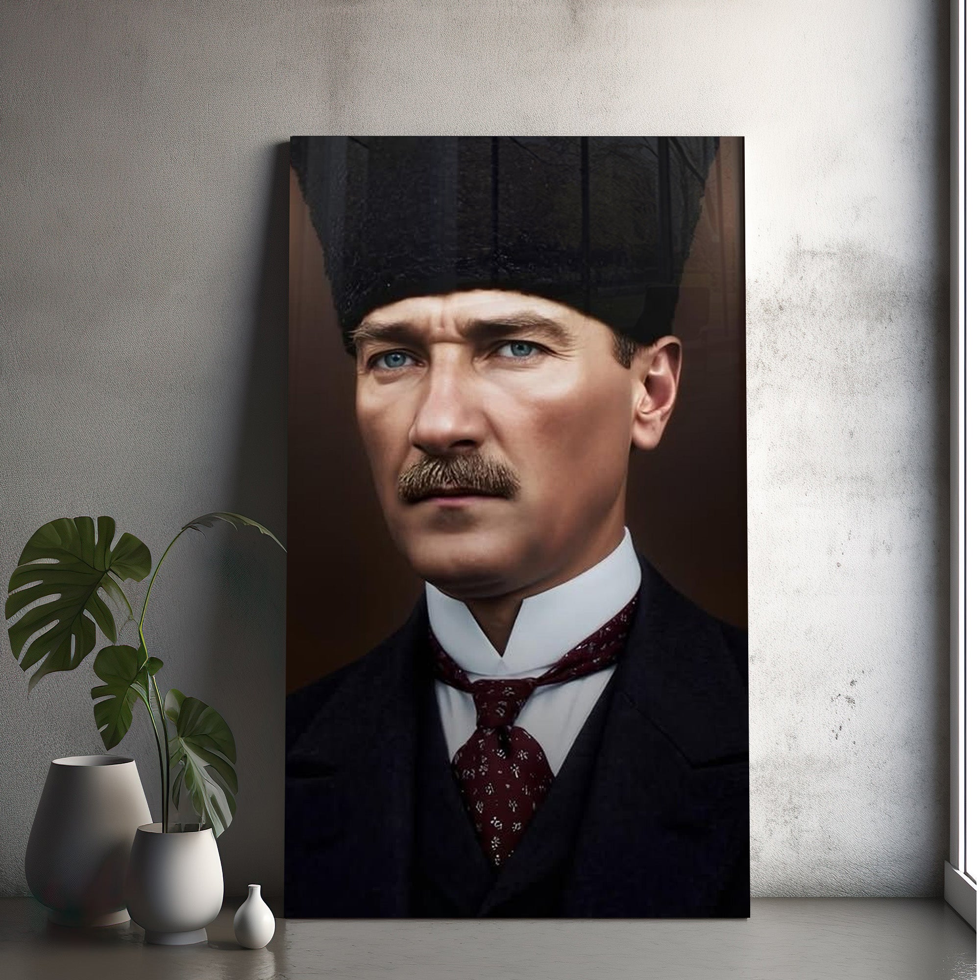 Atatürk Temalı Temperli Cam Duvar Tablosu – Premium UV Baskı, Modern & Şık Dekor
