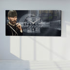 Anıtkabir Temalı Temperli Cam Saat –Atatürk Portresi  Tasarım, Premium UV Baskı Duvar Saati