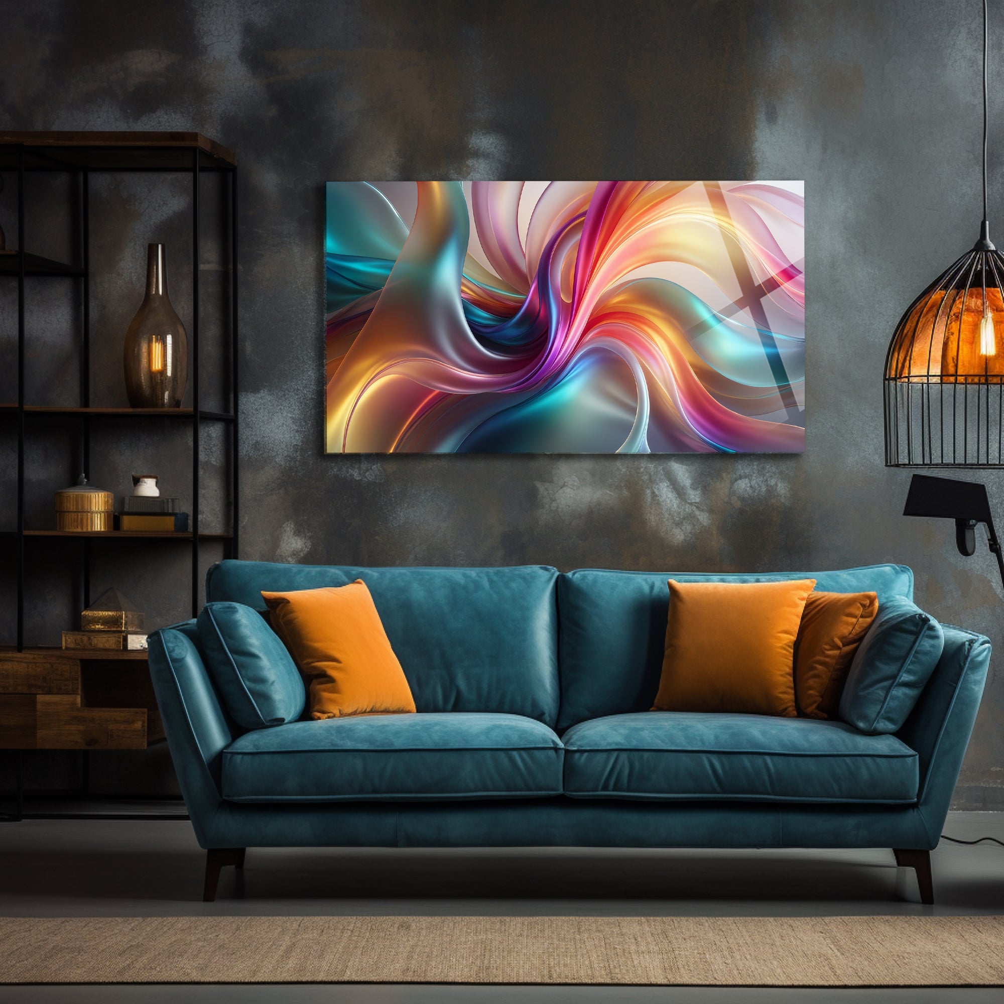 Temperli Cam Duvar Tablosu – Vitray Temalı Gelincik Çiçeği Cam Tablo