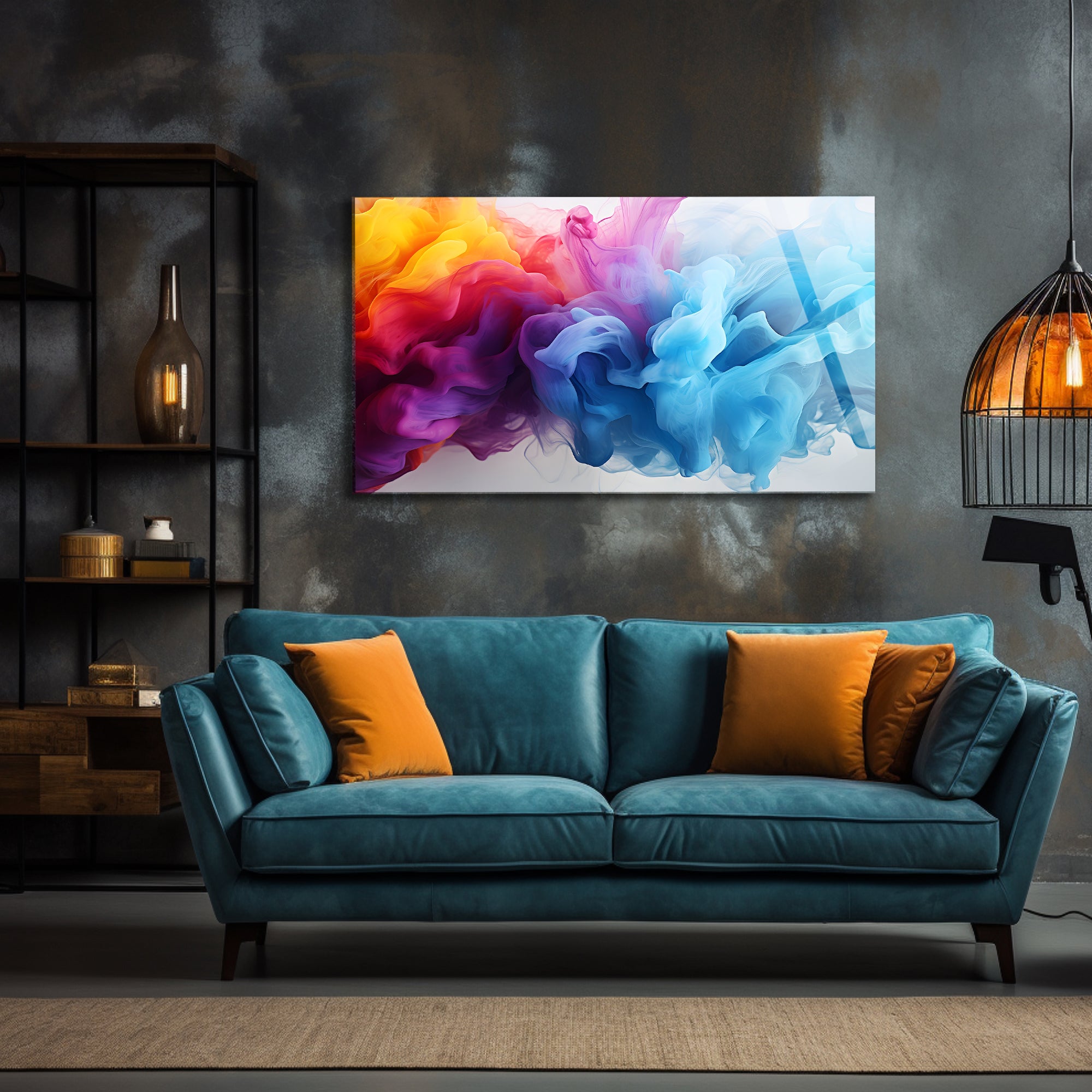 Temperli Cam Duvar Tablosu – Vitray Temalı Gelincik Çiçeği Cam Tablo