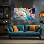 Temperli Cam Duvar Tablosu  Soyut