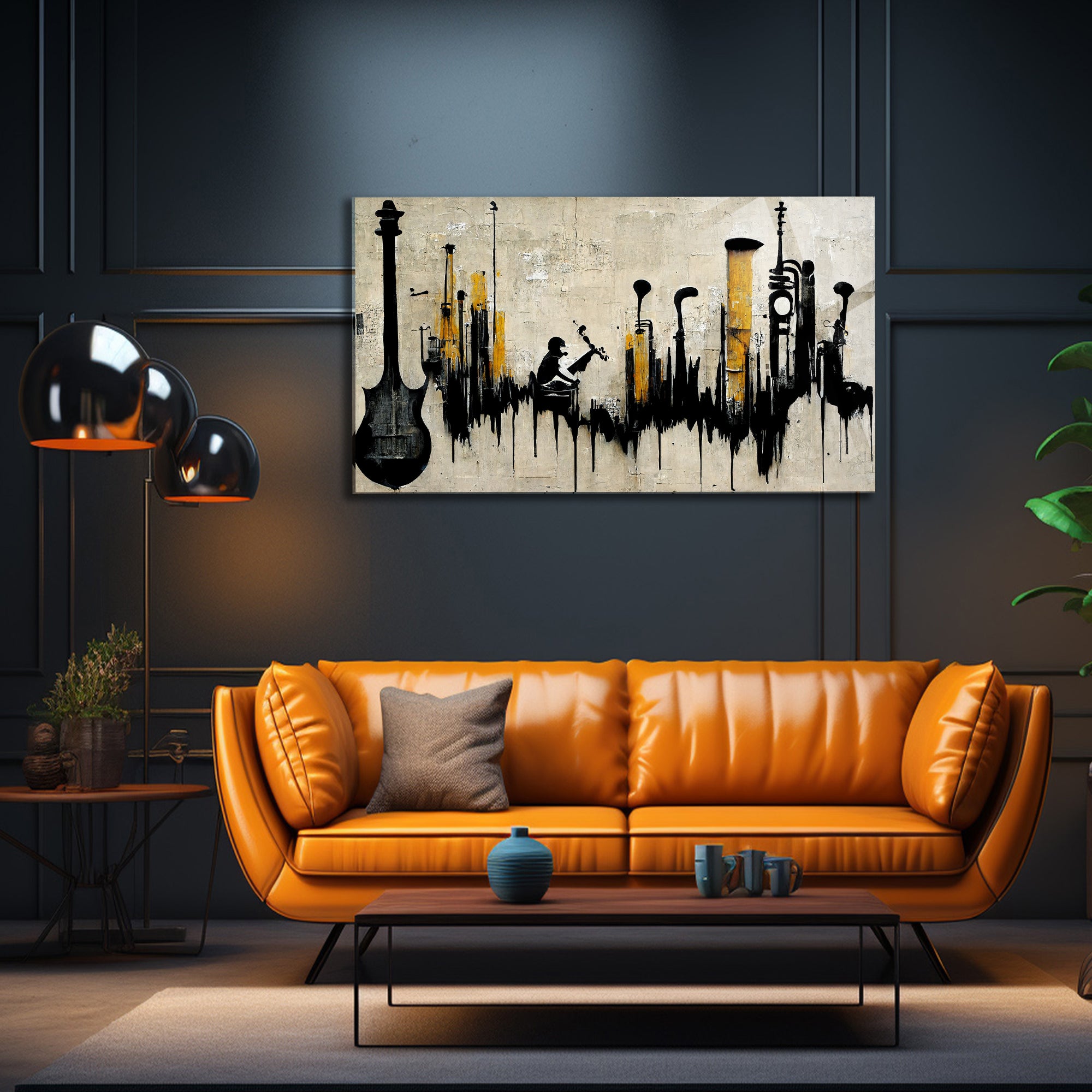 Temperli Cam Duvar Tablosu  Soyut Sokak Sanataları