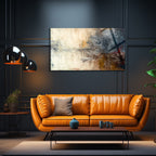 Temperli Cam Duvar Tablosu  Soyut Wabi Sabi