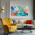 Temperli Cam Duvar Tablosu  Soyut Dağlar (Kopya)