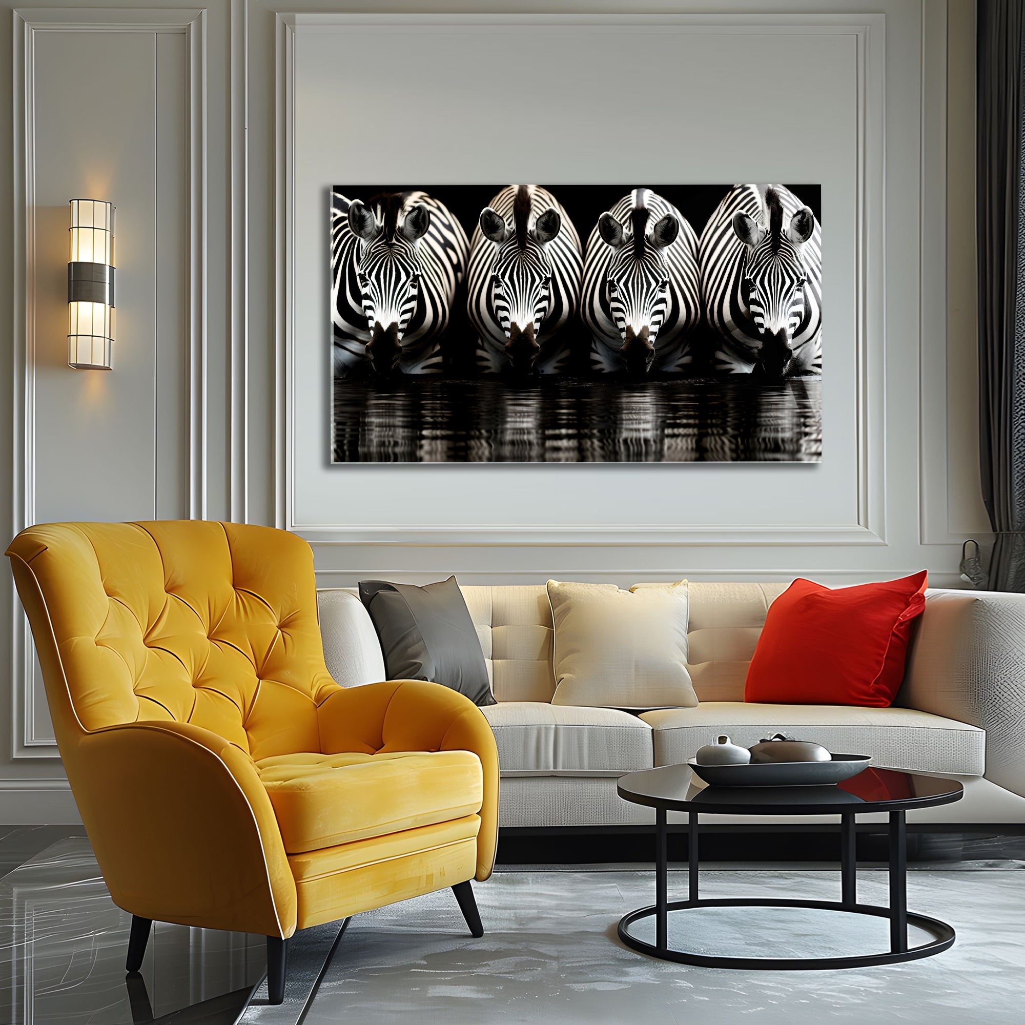 Temperli Cam Duvar Tablosu  Zebralar
