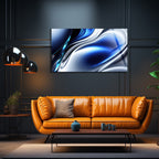 Temperli Cam Duvar Tablosu  Mavi Soyut