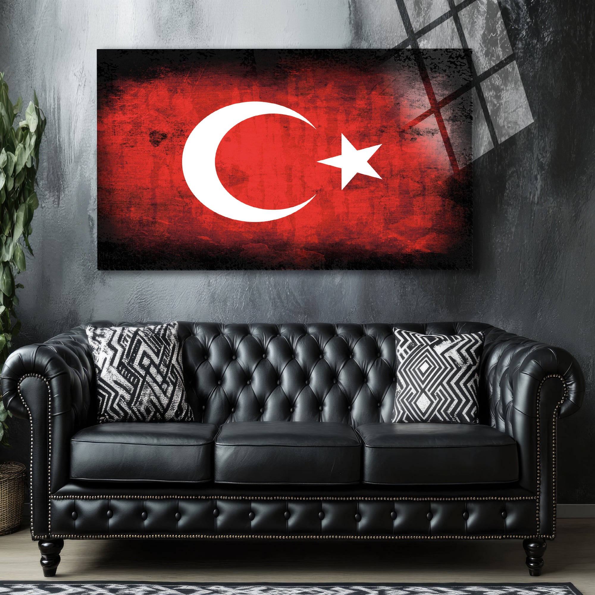 Bayrak Temalı Temperli Cam Duvar Tablosu – Premium UV Baskı, Modern & Şık Dekor