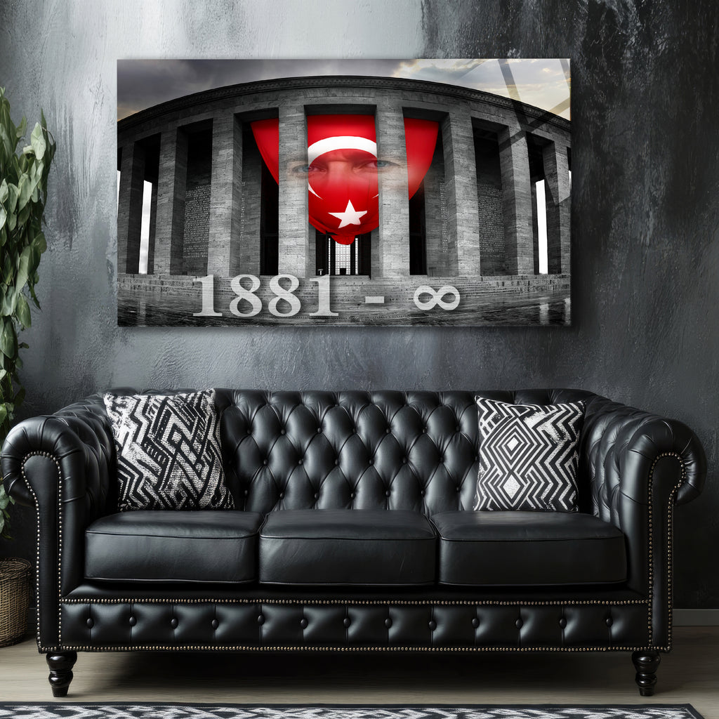 Atatürk Temalı Temperli Cam Duvar Tablosu – Premium UV Baskı, Modern & Şık Dekor