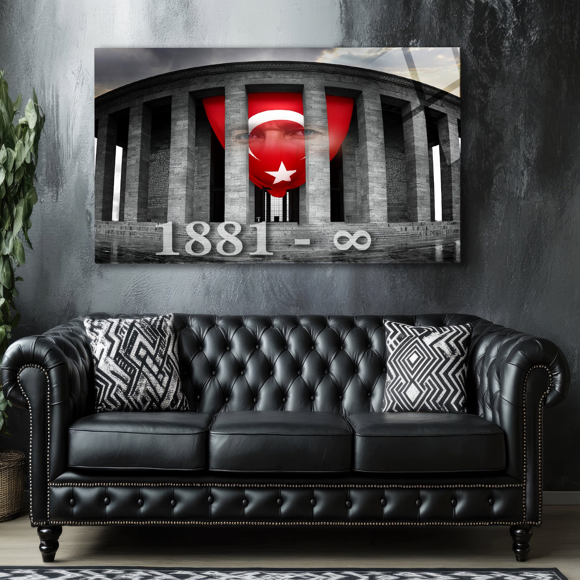 Atatürk Temalı Temperli Cam Duvar Tablosu – Premium UV Baskı, Modern & Şık Dekor
