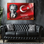 Atatürk Temalı Temperli Cam Duvar Tablosu – Premium UV Baskı, Modern & Şık Dekor