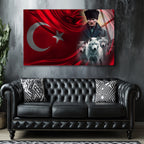 Atatürk Temalı Temperli Cam Duvar Tablosu – Premium UV Baskı, Modern & Şık Dekor