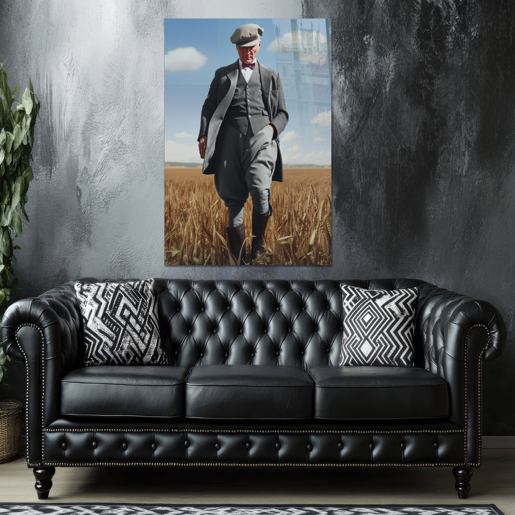Atatürk Temalı Temperli Cam Duvar Tablosu – Premium UV Baskı, Modern & Şık Dekor