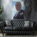 Atatürk Temalı Temperli Cam Duvar Tablosu – Premium UV Baskı, Modern & Şık Dekor