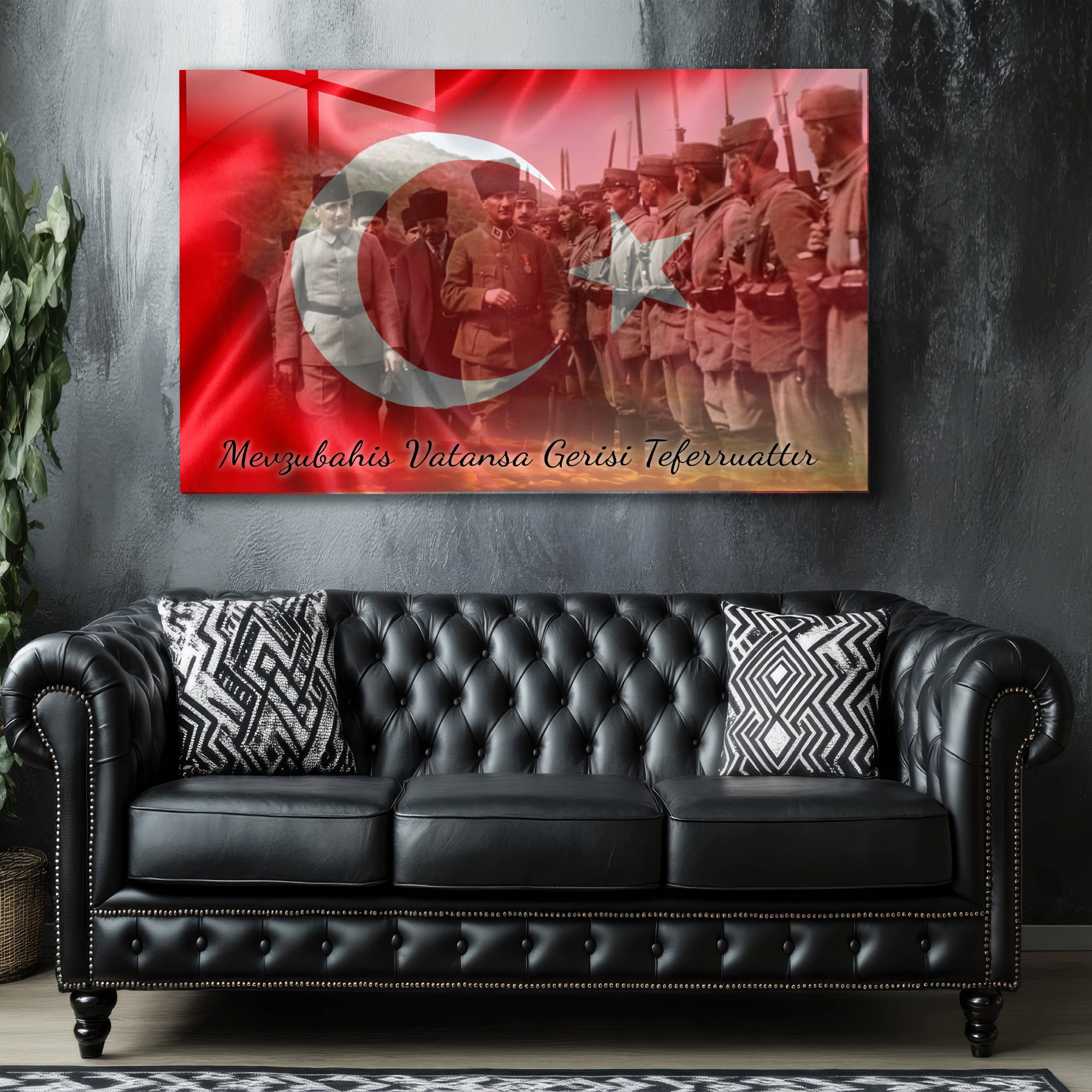 Atatürk Temalı Temperli Cam Duvar Tablosu – Premium UV Baskı, Modern & Şık Dekor