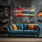 Manzara Temalı Temperli Cam Duvar Saati – Altın Detaylı Modern Tasarım, Büyük Boy Duvar Dekoru