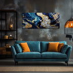 Soyut Temalı Temperli Cam Duvar Saati – Altın Detaylı Modern Tasarım, Büyük Boy Duvar Dekoru (Kopya)