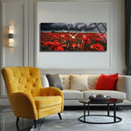 Manzara Temalı Temperli Cam Duvar Saati – Altın Detaylı Modern Tasarım, Büyük Boy Duvar Dekoru