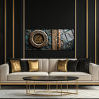 emperli Cam İslami Duvar Saati – Ni’mel Fâtihu Allahu, Ni’mel Qâidu Muhammedun Hat Sanatı