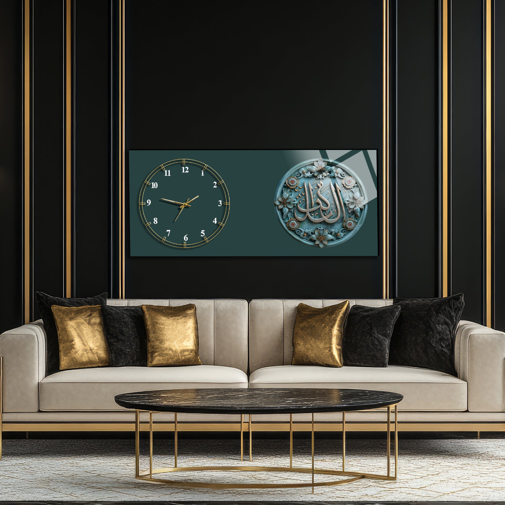 Temperli Cam Duvar Saati – El Vekîl Yazılı İslami Hat Tasarımı