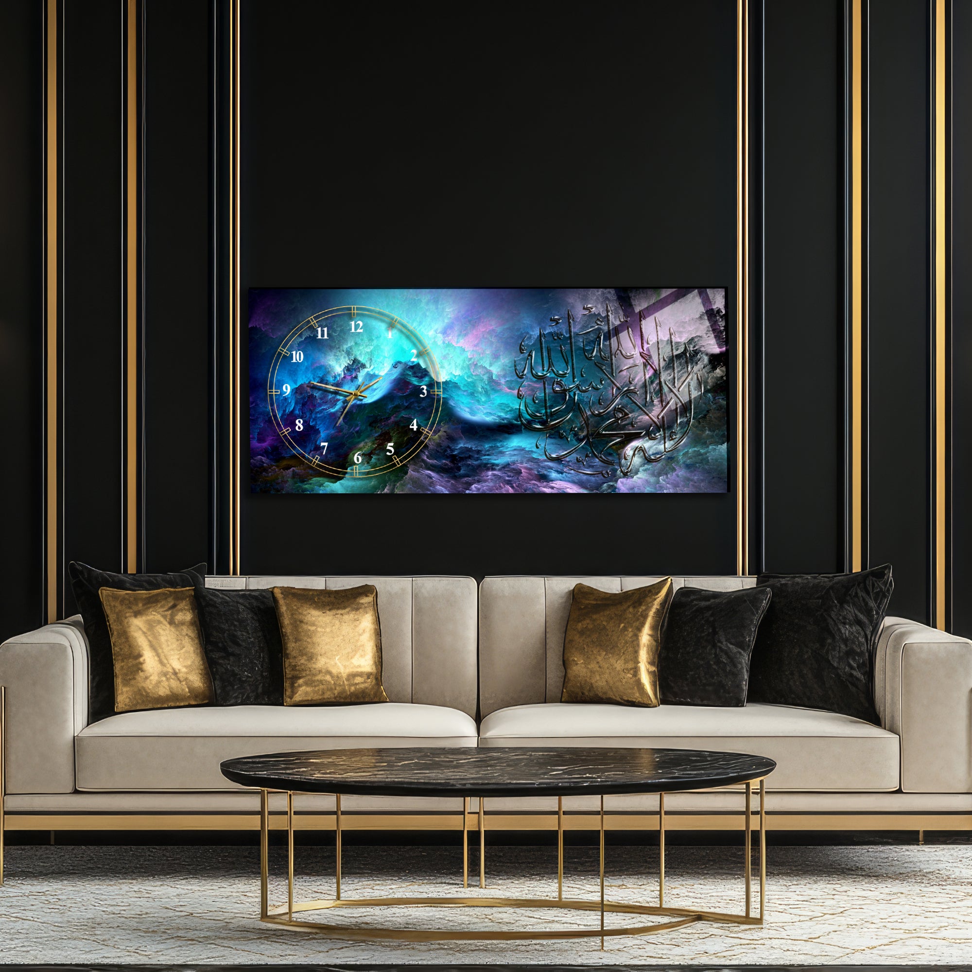 Temperli Cam Duvar Saati – La İlahe İllallah Muhammedün Resulullah Yazılı