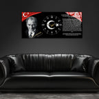 World Map Themed Tempered Glass Wall Clock – Modern Design with Gold Details, Large Wall Decor