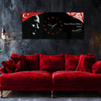 Temperli Cam Saat –Atatürk Portresi  Tasarım, Premium UV Baskı Duvar Saatİ