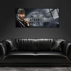 Temperli Cam Saat –Atatürk Portresi  Tasarım, Premium UV Baskı Duvar Saati