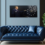 Temperli Cam Saat –Atatürk Portresi  Tasarım, Premium UV Baskı Duvar Saati