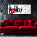 Temperli Cam Saat –Atatürk Portresi  Tasarım, Premium UV Baskı Duvar Saati