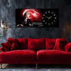 World Map Themed Tempered Glass Wall Clock – Modern Design with Gold Details, Large Wall Decor