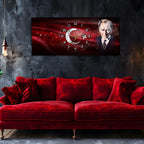 Temperli Cam Saat –Atatürk Portresi  Tasarım, Premium UV Baskı Duvar Saatİ
