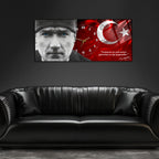 Temperli Cam Saat –Atatürk Portresi  Tasarım, Premium UV Baskı Duvar Saati