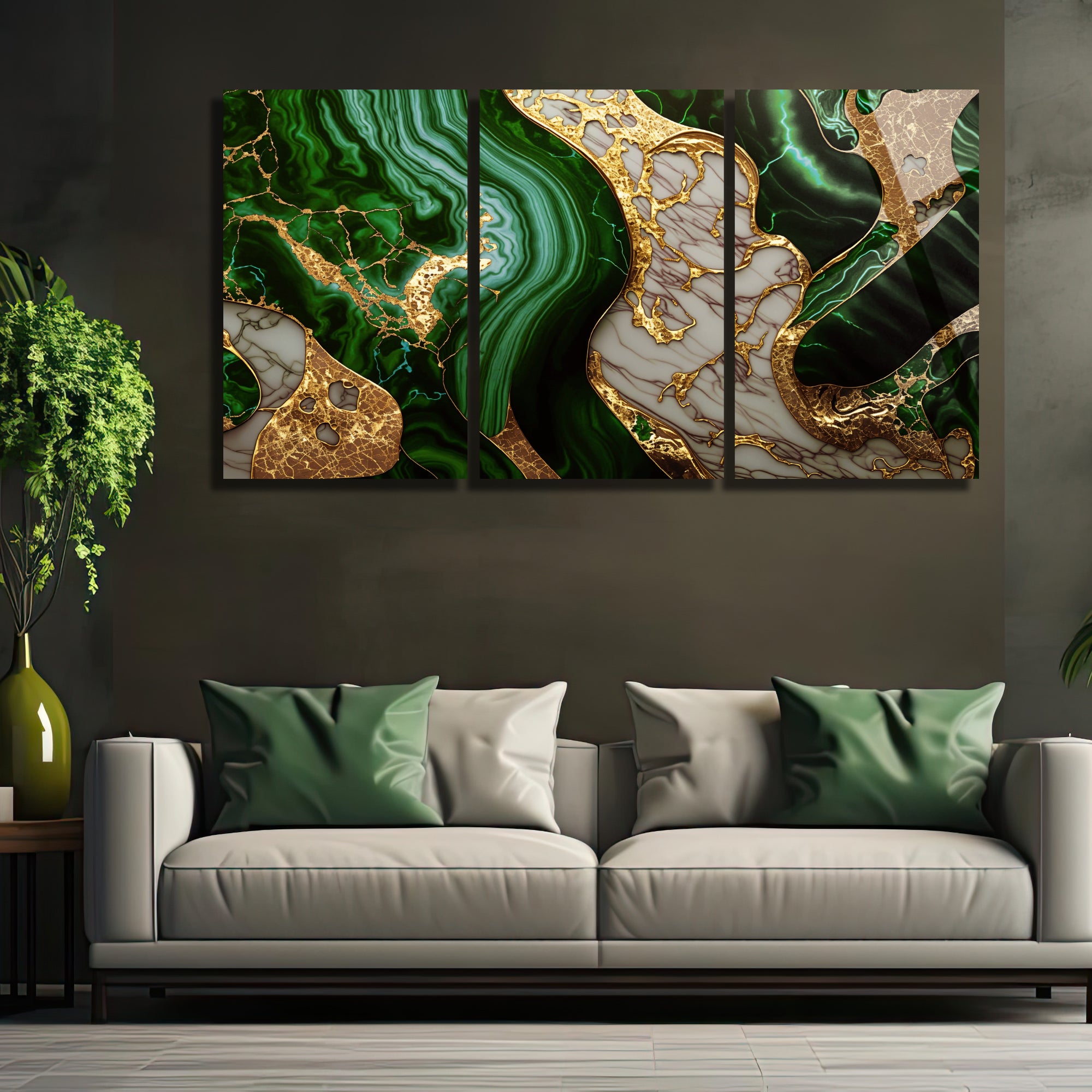 3 Parçalı Temperli Cam Duvar Tablosu