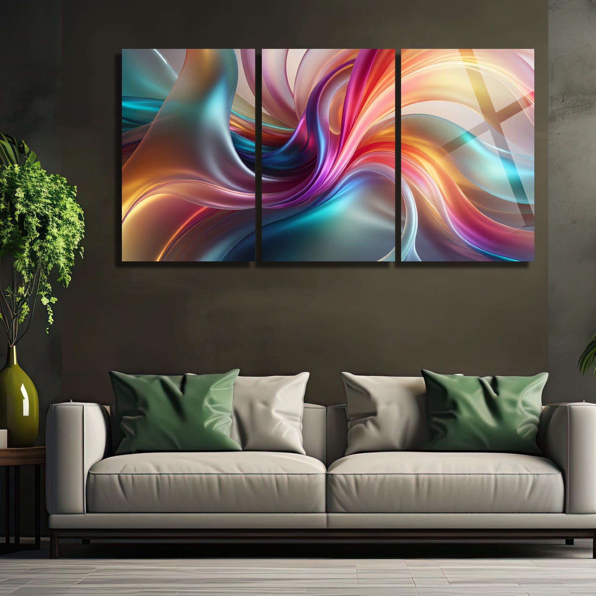 3 Parçalı Temperli Cam Duvar Tablosu Soyut (Kopya)