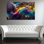 Renkli Metalik Soyut Temperlenmiş Cam Tablo, Modern 3D Duvar Dekoru, Şık ve Lüks Cam Sanat Eseri