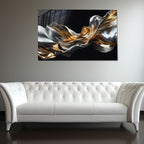 Silver Metallic Abstract Tempered Glass Painting, Modern 3D Wall Decor, Stylish and Luxury Glass Artwork