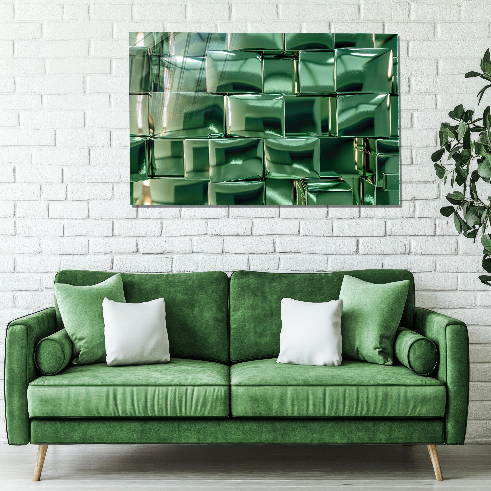 Temperli Cam Modern Soyut Duvar Tablosu – Metalik Yeşil 3D Doku Tasarımı, Lüks Cam Dekor Paneliat Eseri (Kopya)